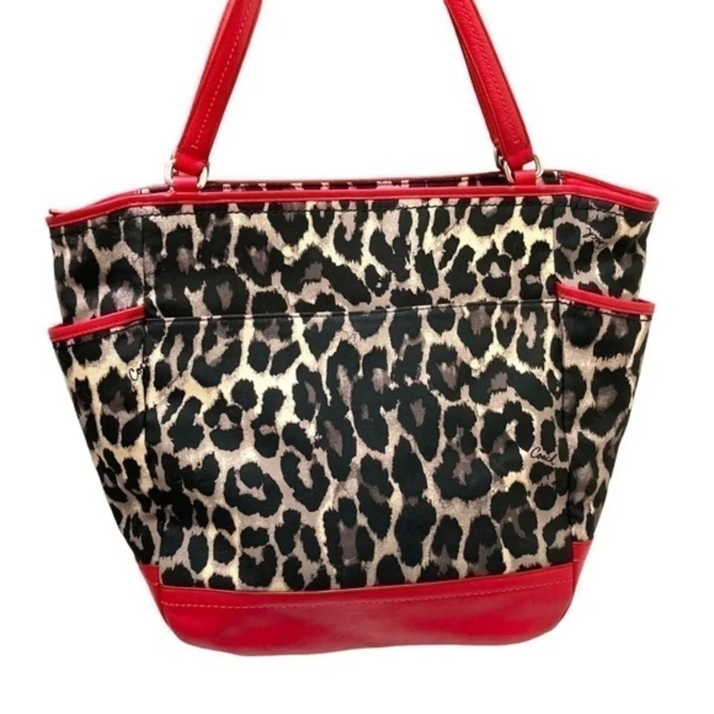 COACH Park Ocelot Print N/S Black Multicolor red F25178
